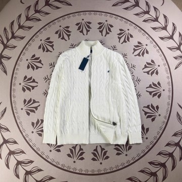 RL拉夫小馬標拉鏈針織衫男情侶麻花開衫刺繡翻領秋冬外套毛衣女鑫弘-衣錦男裝