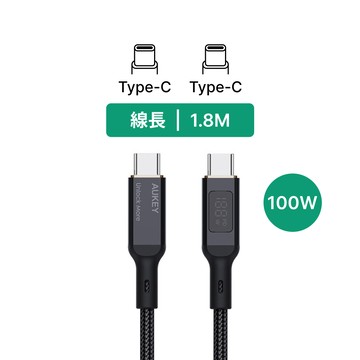 AUKEY Type-C to Type-C USB 1.8M 快充傳輸線CB-MCC102