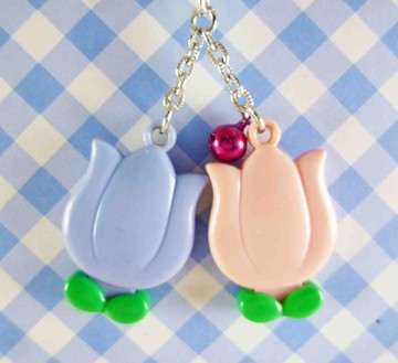 【震撼精品百貨】日本精品百貨-手機吊飾/鎖圈-鬱金香系列-鑰匙圈-粉藍