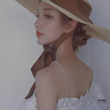 蝴蝶結麥稈草帽子超大平檐拍照綁帶帽子韓版【聚物優品】