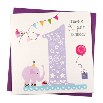 大象前來喝采－1歲生日【Paper Rose-卡片 生日祝福】