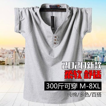 2020夏季胖子特大碼半袖加肥加大號肥佬寬松短袖純棉薄T恤衫男裝