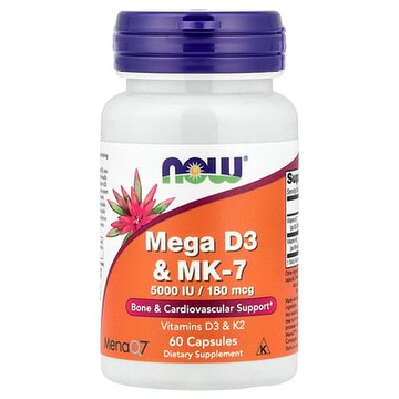 NOW Foods, Mega D3 和 MK-7，60 粒膠囊