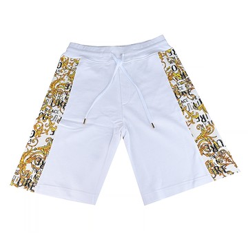 VERSACE JEANS巴洛克印花側飾棉短褲(白x黃)