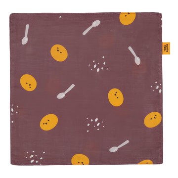 Runny yolk. 朗尼幼克 純棉小方巾 墨紅 100%純棉 台灣製造  25 x 25cm