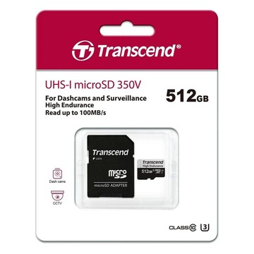 Transcend 創見 USD350V High Endurance microSDXC 高耐用記憶卡 附轉卡 UHS-I U3 TS512GUSD350V  1個  512GB