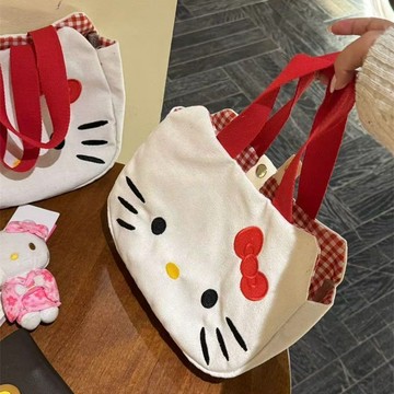 kitty手提包 新款可愛Kitty帆布袋卡通上班通勤包包手拎包女大容量手提包