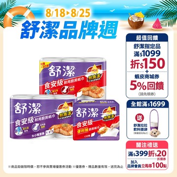 【Kleenex 舒潔】食安級耐用廚房紙巾 - 大小隨意撕/大尺寸/抽取式廚紙 (箱購)