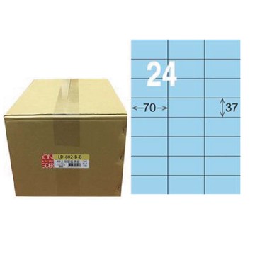 【龍德】LONGDER 三用電腦標籤 A4 24格 37*70mm淺藍1000張/箱 LD-802-B-B(適用雷射、噴墨、影印)