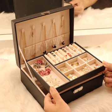 裝耳環的小盒子首飾收納盒高級感大容量家用超大號輕奢首飾盒高端