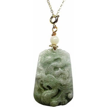 冰油綠護主龍牌 天然A貨翡翠墜鍊玉墜子項鍊AA02