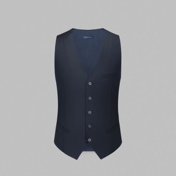 【澳嘉】男士純羊毛西服馬甲藏青色修身商務休閑馬夾西裝馬甲背心