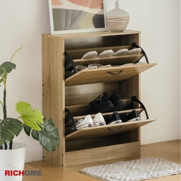 RICHOME 超值雙層翻斗鞋櫃 鞋櫃 鞋架 收納櫃 玄關櫃 拖鞋櫃 美容室適用 XG602481BL