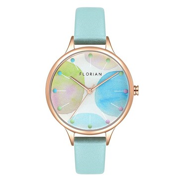 Lollipop錶盤 真皮皮帶 時尚34mm手錶 | 6色