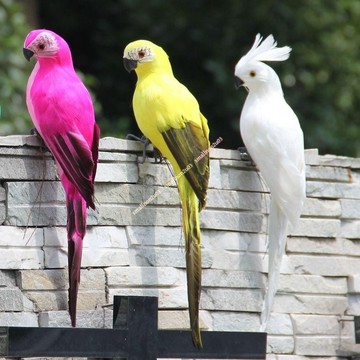 仿真鸚鵡小鳥擺件 羽毛假鳥金剛鸚鵡鳥掛件 櫥窗室內園林裝飾工藝品 居家陽台花園庭院拍照道具 可愛裝飾 仿真鳥羽毛鸚鵡假鳥