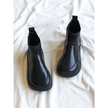 2025巨好看黑色及裸切爾西靴子女復古小短靴冬季二棉鞋加絨馬丁靴