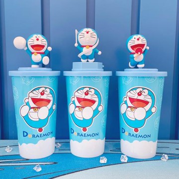 影城正版哆啦A夢造型杯爆米花桶 機器貓吸管杯鑰匙扣杯動漫周邊