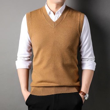 春秋季休閑背心男士V領針織衫馬甲韓版男裝純色毛衣無袖坎肩馬夾