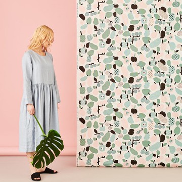 棉麻布料 (薄荷綠果香樂園) 1單位50cm