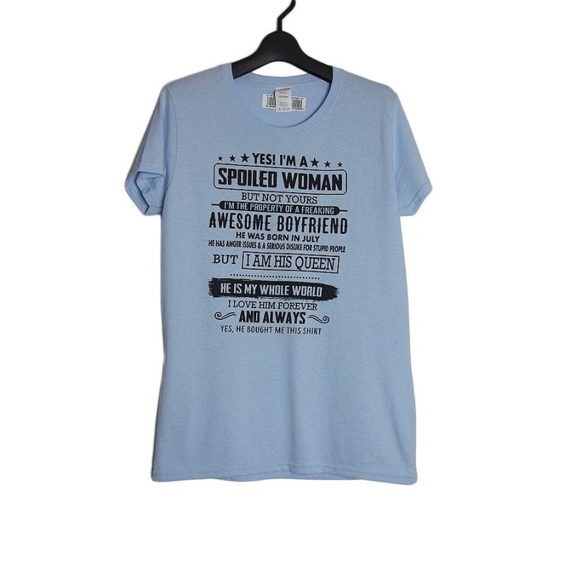 Spoiled Woman 英語 プリント Tシャツ 水色 ライトブルー 半袖 レディース Mサイズ トップス 新品 通販 Lineポイント最大0 5 Get Lineショッピング