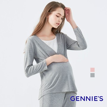 Gennies奇妮 氣質胸口蕾絲上衣-深灰(TPA30)