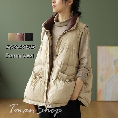 ダウンベスト レディース ノースリーブ 立ち襟 ショート丈 ダウン 袖なしジャケット カジュアルベスト 大きいサイズ 着回し 秋冬ベスト 通販 Lineポイント最大get Lineショッピング
