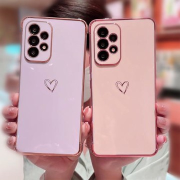適用Samsung三星A56手機殼簡約電鍍鏤空愛心S25氣囊防摔S24女款A55夏天極簡galaxy全包A17全包FE軟保護套case