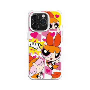 iPhone 16 Pro SolidX 白 - The Powerpuff Girls 飛天小女警 - 花花 - 可愛格紋款