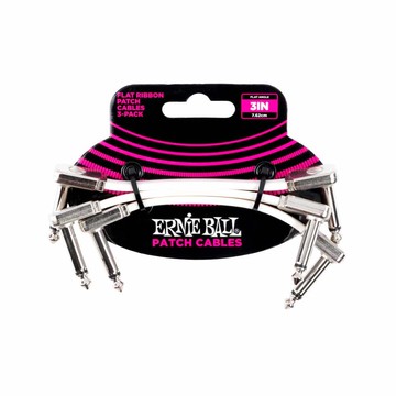 Ernie Ball Flat Ribbon Patch Cable 3inch 短導線 3入組 白色