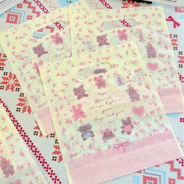 台灣出貨🎀小熊手提購物袋 塑料袋 購物袋 服裝袋 服飾袋 禮品袋 袋子 服飾店 購物袋 手提袋 塑膠袋 可愛 牢固
