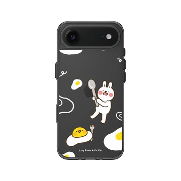 iPhone Air Clear (相機按鈕) 酷墨灰 - 懶散兔與啾先生 Lazy Rabbit and Mr.Chu - 荷包蛋