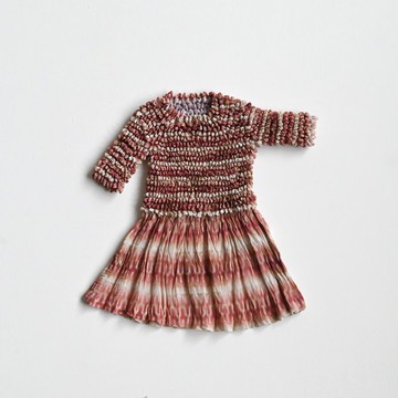 【蛋植物古著】夕色光景爆米花壓褶面料古著上衣