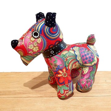 【花布先生】 雪納瑞 - 紅色圖騰