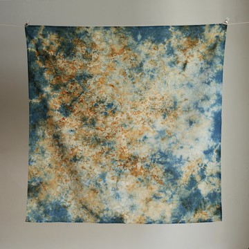 植物染頭巾鐵鏽染方巾藍染純棉領巾手帕圍脖秋冬配飾