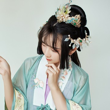 清月鹿鳴原創設計古風排簪頭飾宋制漢服珍珠發釵復古簪子發飾全套