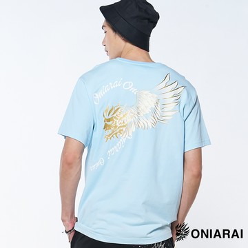 網路獨家【首降買1送1↘滿額再折㊙】合併愛心翅膀光變色情侶短TEE(淺藍) - BLUE WAY  鬼洗い