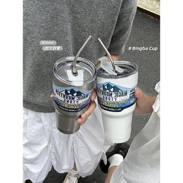 日本進口大容量冰霸杯吸管保溫杯車載304不銹鋼水杯保冷杯子咖啡