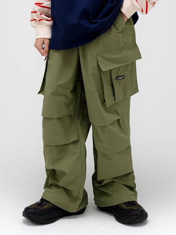 Wide String Elastic Cargo Pants [Khaki]