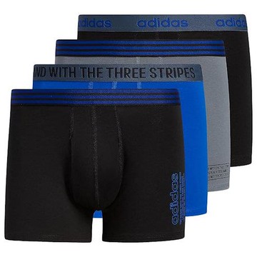 Adidas 2024男時尚彈力黑灰藍色四角修飾內著混搭4件組(預購)