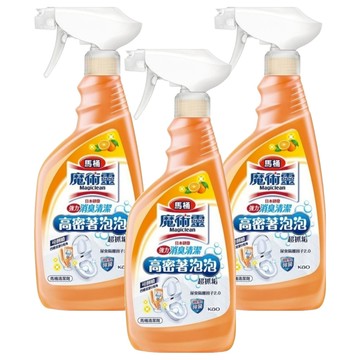 Kao 花王 Magiclean 魔術靈 高密泡馬桶清潔劑 噴槍式 柑橘消臭 清新除臭 升級泡沫 緊密附著 強效清潔 去除污垢  500ml  3瓶