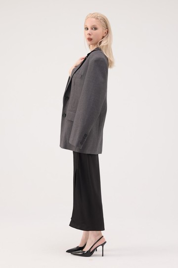 Oversized 中性劍領西裝外套 - 灰