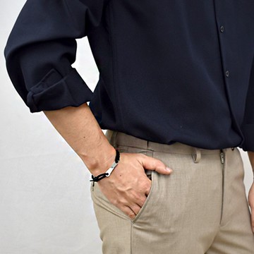 白鋼手鍊 可調繩橢圓牌手環【NAM22】