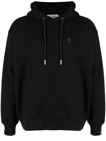 A BATHING APE® - logo-patch cotton-blend hoodie - men - Cotton/Polyester - L - Black