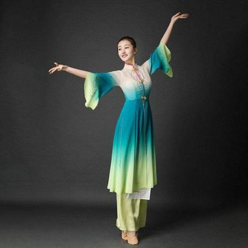 中國舞古典舞芳春行劇目服裝藝考演出服舞蹈紗衣飄逸長款