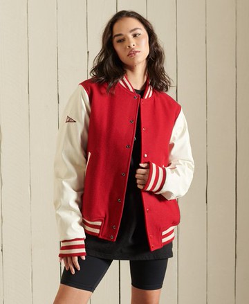 Superdry Women's Women's Oversized College Varsity Jacket Red / Hike Red - Size: M