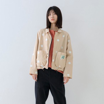 圓角口袋翻領棒球外套