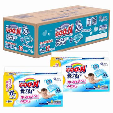 Goo.n Skin-friendly Wet Wipes Refill 840 sheets (70 sheets x 12 packs) [Case sold]