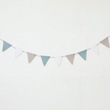 DECOTONIK 派對皮革三角拉旗  繩長200cm+三角旗12 x 12.5cm  薄荷色+白色+淺棕色