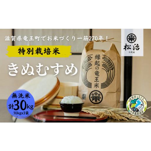 ふるさと納税 滋賀県 竜王町 きぬむすめ 無洗米 10kg x 3袋 縁起の竜王米 特別栽培米 令和5年産  新米 ブランド米 無洗米 精米 30kg おこめ ご飯 270年続く …