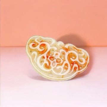 飄紅翡翡翠懷古雕花牌項鍊 | 天然緬甸玉A貨翡翠| 送禮